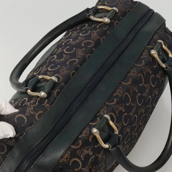 CELINE C Sulky Hand Bag Canvas Navy Gold Auth - Picture 6 of 14